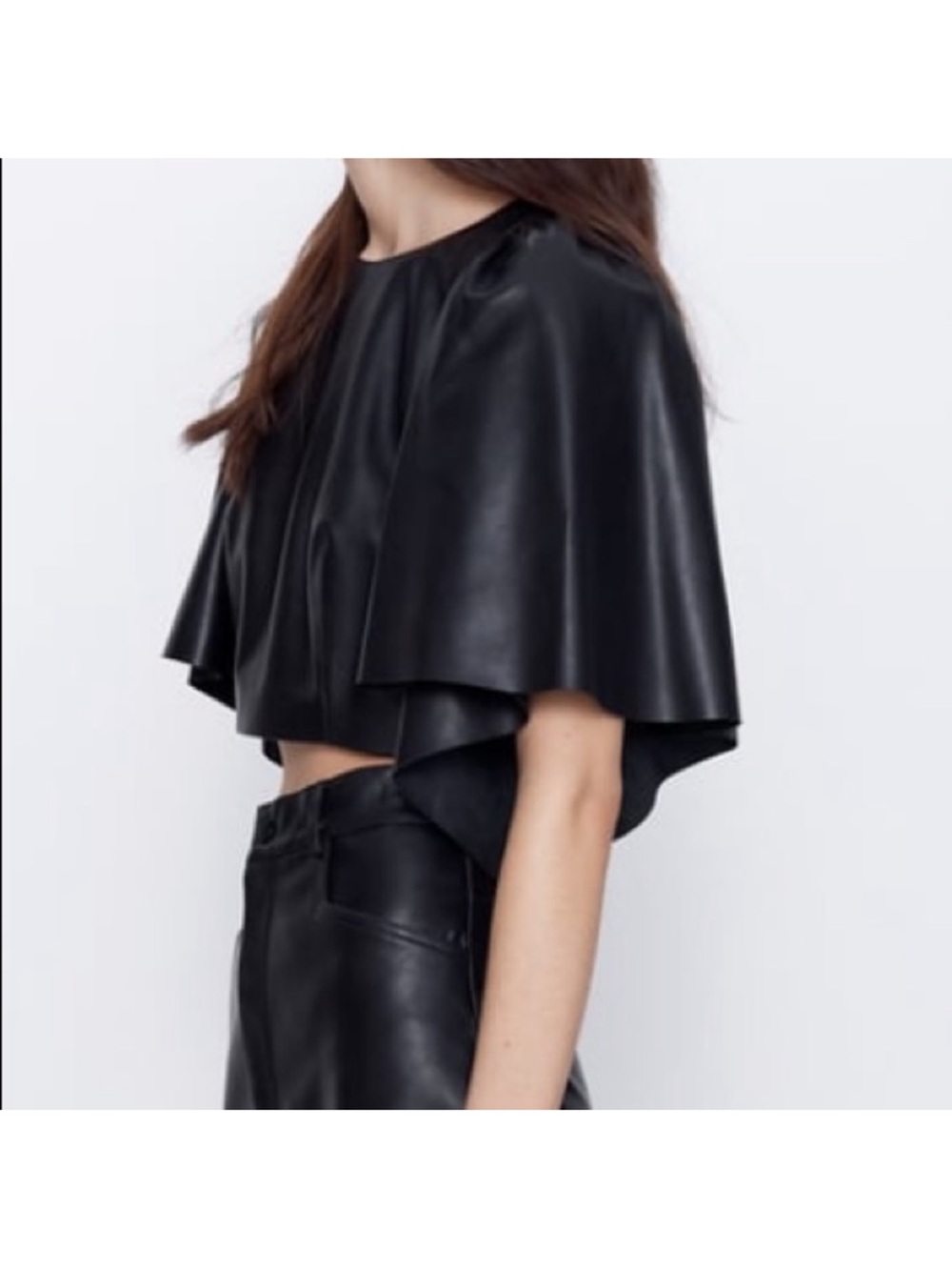 Zara Genuine Leather Voluminous Top size S - Picture 2 of 8